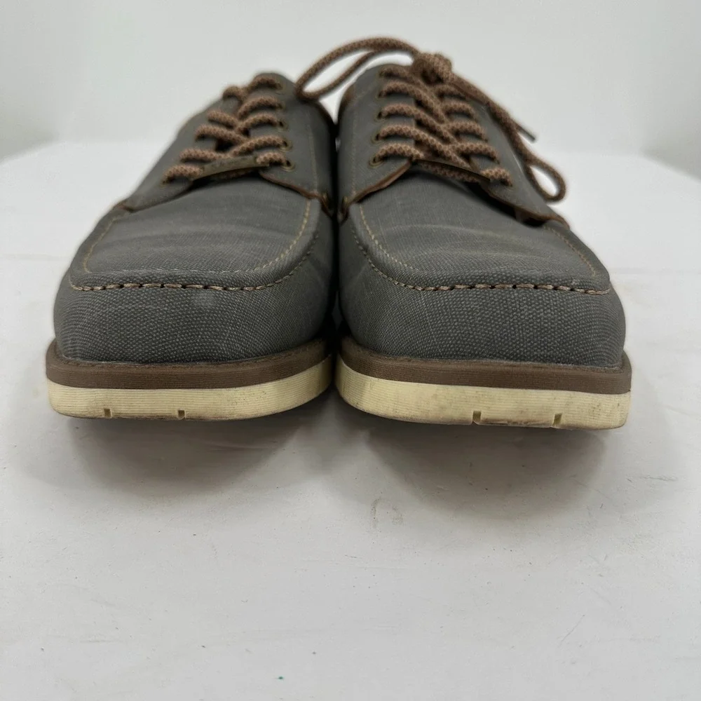 Kkyc Mens Gray Canvas‎ Lace Up Boat Shoes Size 13 Preppy Old Money